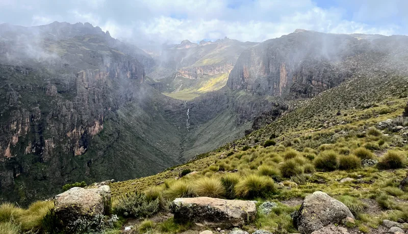 Mount Kenya valley and dramatic cliffs